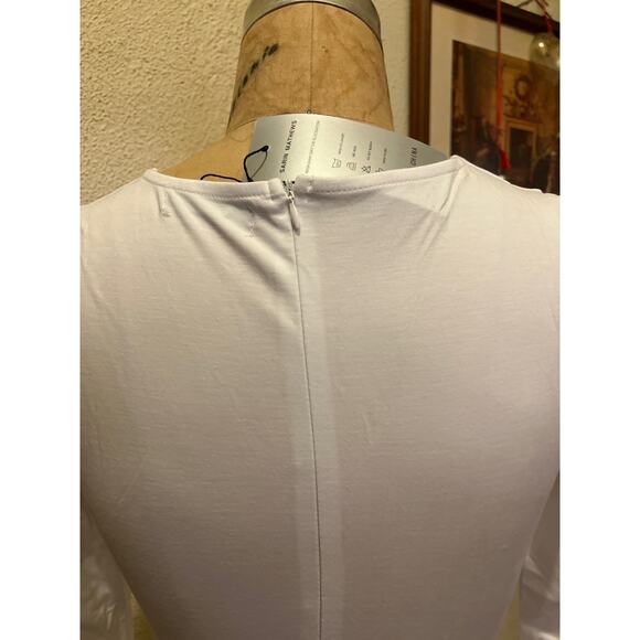 Sarin Mathews Deep V Neck Ruched Bodycon Long Sleeve Mini Dress White NWT Size S - Picture 8 of 9